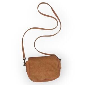 Liebeskind Berlin Light Tan Brown Leather Calf Hair Boho Crossbody Bag